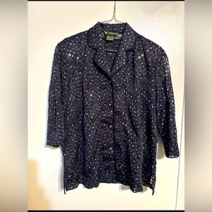 Valentina Women's OS Black And Sequin Sleeveless Top & Matching Cover  2pc Set